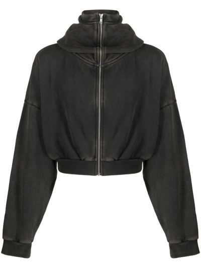 Entire Studios Stand-up Collar Zip-up Hoodie In Black