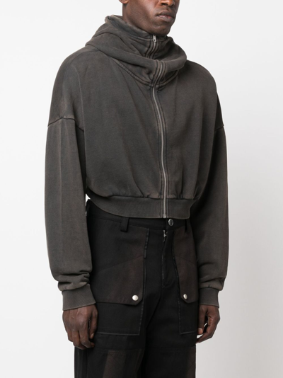 Entire Studios Stand-up Collar Zip-up Hoodie In Black