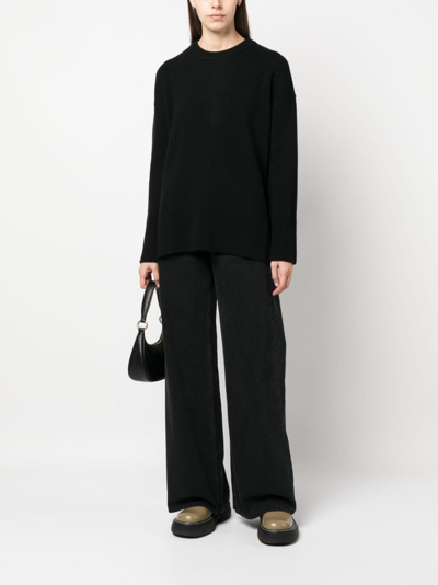 Shop P.a.r.o.s.h Drop-shoulder Wool-cashmere Jumper In Black