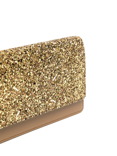 Shop Maison Margiela Glitter-effect Wallet-on-chain In Gold