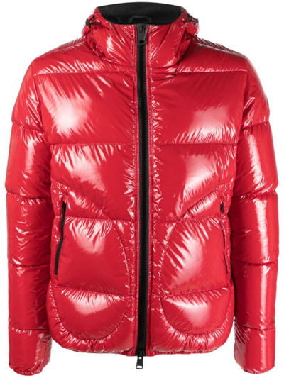 Shop Herno Logo-patch Padded Hooded Jacket In Red