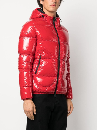 Herno Logo-patch Padded Puffer Jacket In Red