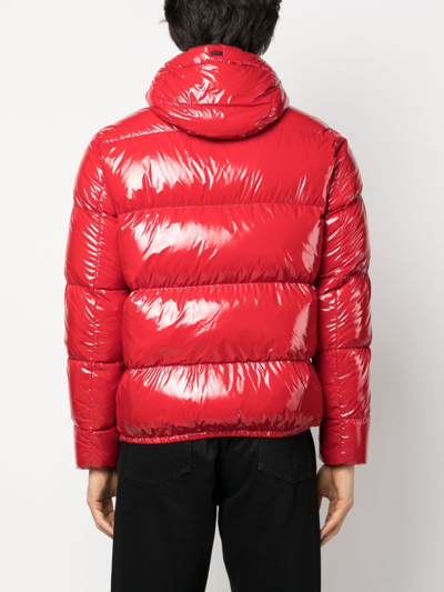 Shop Herno Logo-patch Padded Hooded Jacket In Red