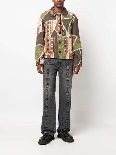 Andersson Bell Contrast-stitching Light-wash Jeans In Grey