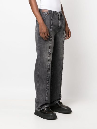 Shop Andersson Bell Contrast-stitching Light-wash Jeans In Grey