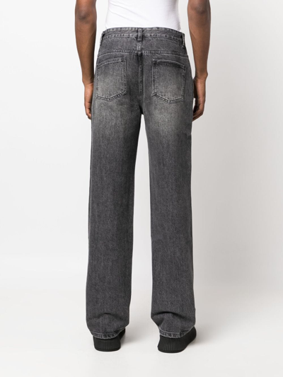 Shop Andersson Bell Contrast-stitching Light-wash Jeans In Grey