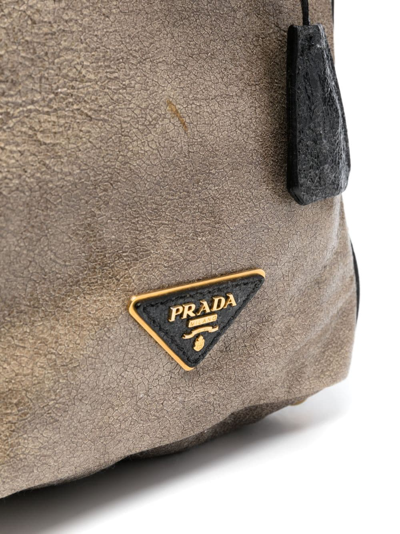 Pre-owned Prada 铆钉缀饰拉链两用手提包（2010年代典藏款） In Neutrals