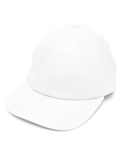 Shop Courrèges Logo-embroidered Cotton Cap In White