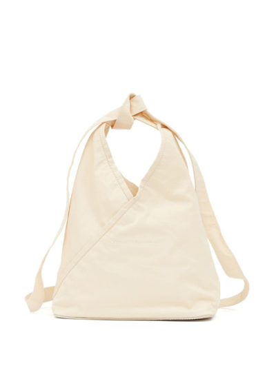 Shop Mm6 Maison Margiela Knot-detail Triangle Handbag In Neutrals