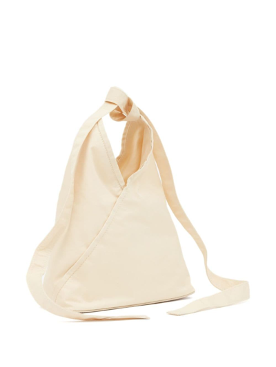 Shop Mm6 Maison Margiela Knot-detail Triangle Handbag In Neutrals