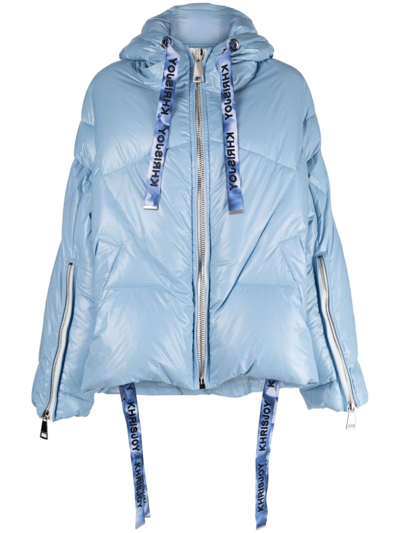 Shop Khrisjoy Khris Iconic Quilted Hooded Jacket In Blue