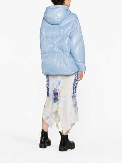 Shop Khrisjoy Khris Iconic Quilted Hooded Jacket In Blue