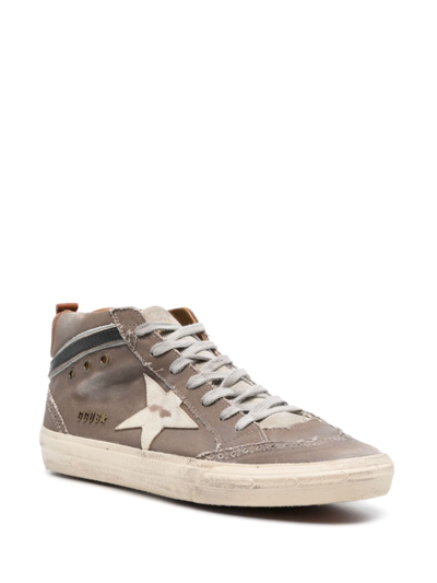 Golden Goose Mid Star Distressed-effect Sneakers In Brown