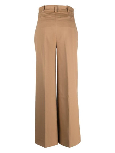 Shop Kate Spade High-waisted Wide-leg Trousers In Brown