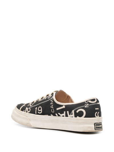Pre-owned Chanel 2010s Rue Cambon-print Sneakers In Black