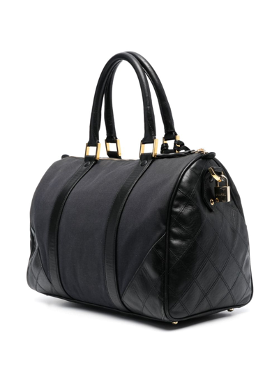 Pre-owned Chanel 1989-1991 Logo Charm Two-way Bag In Black