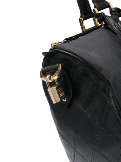 Pre-owned Chanel 1989-1991 Logo Charm Two-way Bag In Black