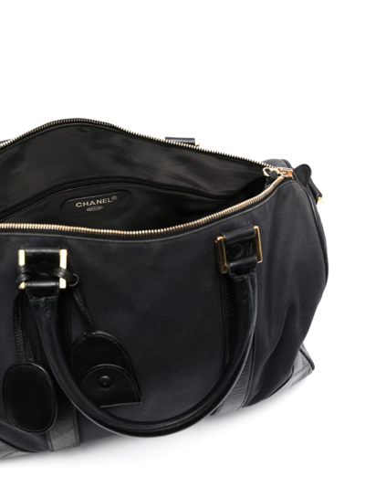 Pre-owned Chanel 1989-1991 Logo Charm Two-way Bag In Black