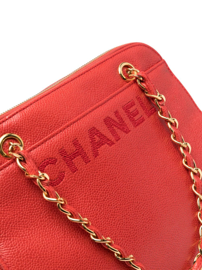 Pre-owned Chanel 1997-1999 Logo-debossed Shoulder Bag In Red