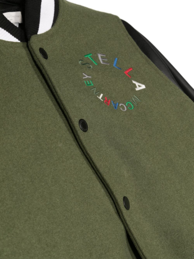 Shop Stella Mccartney Circular Logo-embroidered Bomber Jacket In Green