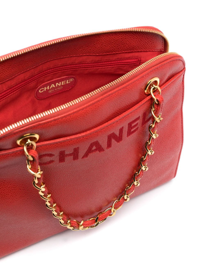Pre-owned Chanel 1997-1999 Logo-debossed Shoulder Bag In Red