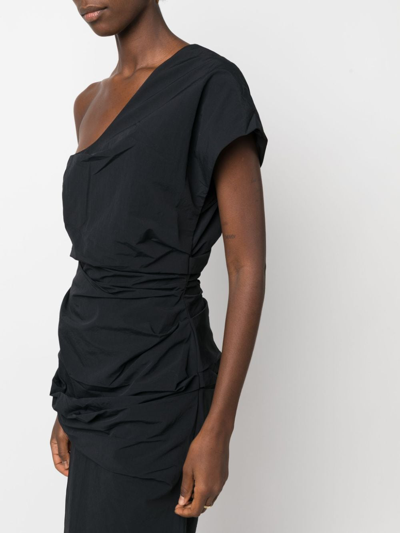 Shop Christopher Esber Gathered Asymmetric Silk Gown In Black