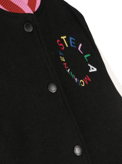 Shop Stella Mccartney Circular Logo-embroidered Bomber Jacket In Black