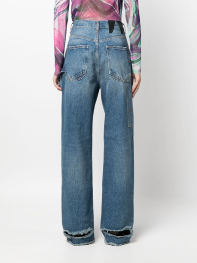 Shop Darkpark High-waisted Wide-leg Jeans In Blue