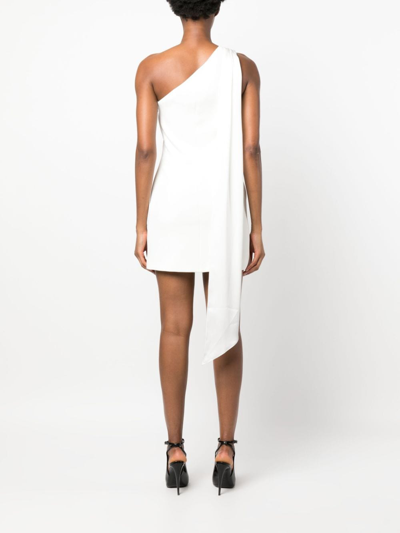 Shop David Koma Crystal-buckle One-shoulder Minidress In White