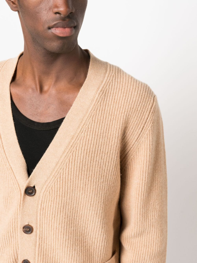 Shop Ballantyne V-neck Wool Cardigan In Neutrals