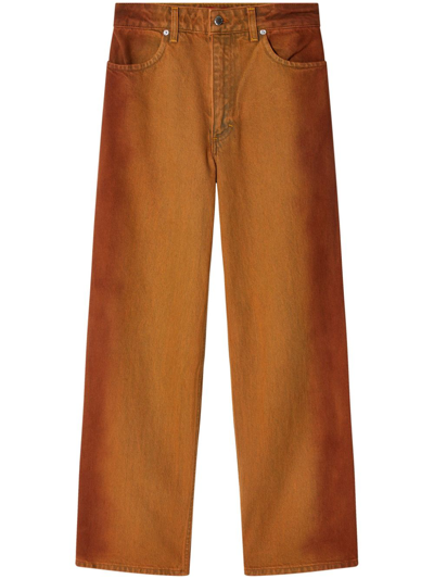 Shop Eckhaus Latta Mid-rise Cotton Jeans In Orange