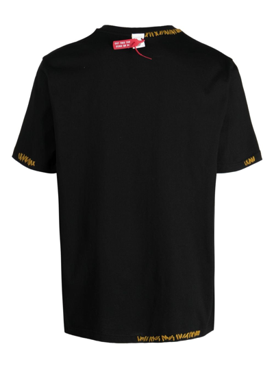 Mostly Heard Rarely Seen 8-bit Detail-appliqué Decorative-stitching Cotton T-shirt In Black