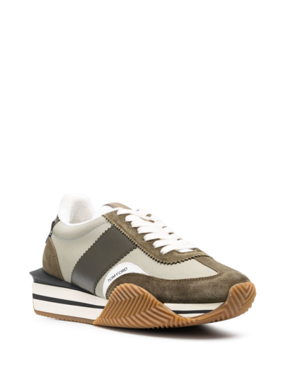 Shop Tom Ford Logo-patch Sneakers In Green