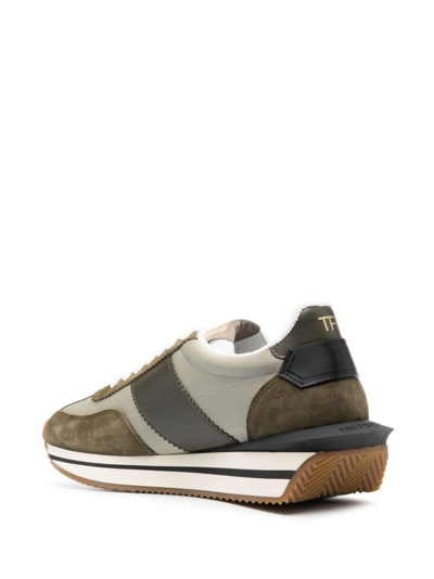 Shop Tom Ford Logo-patch Sneakers In Green