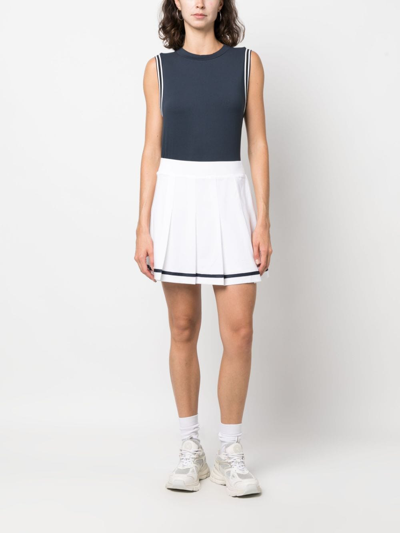 Varley Clarendon Striped Pleated Stretch-twill Mini Skirt In White