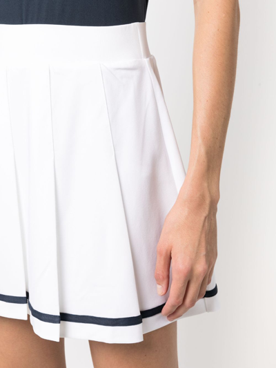 Varley Clarendon Striped Pleated Stretch-twill Mini Skirt In White