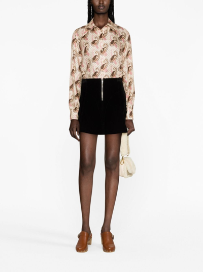 Etro Paisley Printed Silk Charmeuse Shirt In Neutrals
