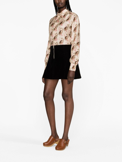 Etro Paisley Printed Silk Charmeuse Shirt In Neutrals