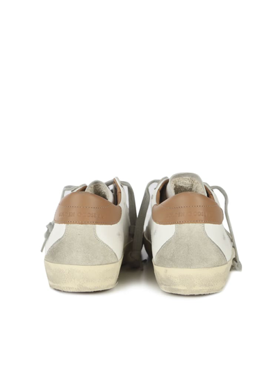 Shop Golden Goose Superstar Sneakers In Leather With Contrasting Heel Tab In White/ice/light Brown