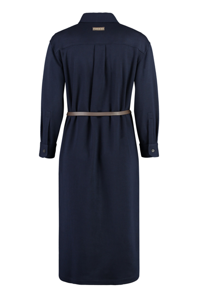 Shop Peserico Belted Shirtdress In Blue