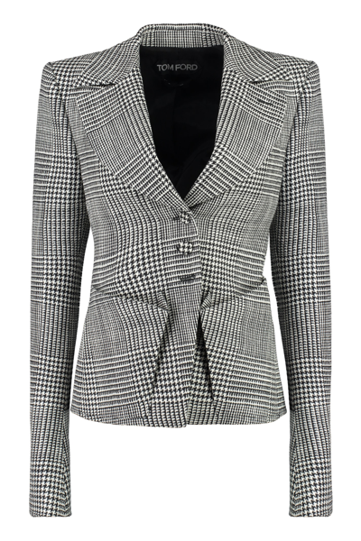 Shop Tom Ford Houndstooth Wool Blazer In White