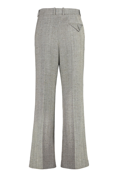 Shop Bottega Veneta Wool And Silk Flares Pants In Grey