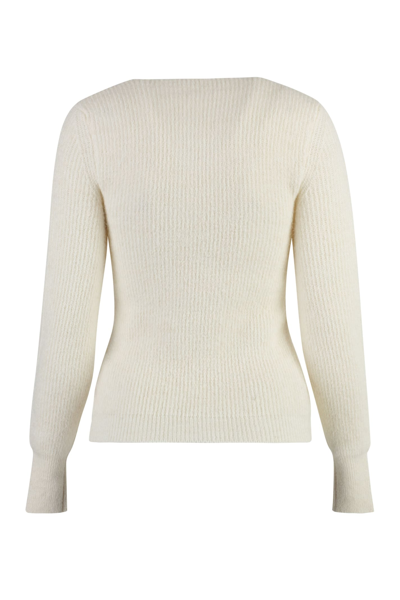 Shop Jacquemus Pau Long Sleeve Crew-neck Sweater In Ivory