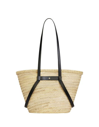 Shop Givenchy Medium Voyou Basket Bag In Raffia In Nero