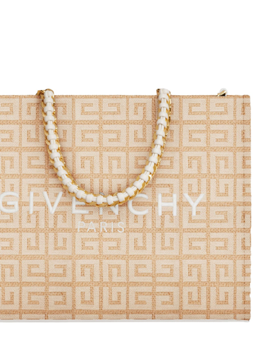 Shop Givenchy Small G-tote Bag In Natural 4g Jute In Marrone