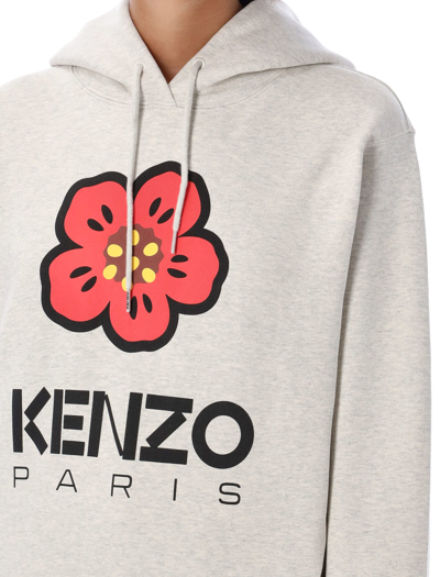 Shop Kenzo Hoodie Flower In Pale Grey