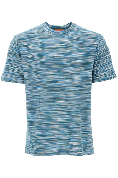 Shop Missoni Slub Cotton Jersey T-shirt In Spacedye Blu Teal Wh (blue)