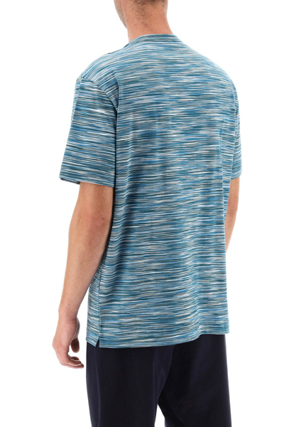 Shop Missoni Slub Cotton Jersey T-shirt In Spacedye Blu Teal Wh (blue)
