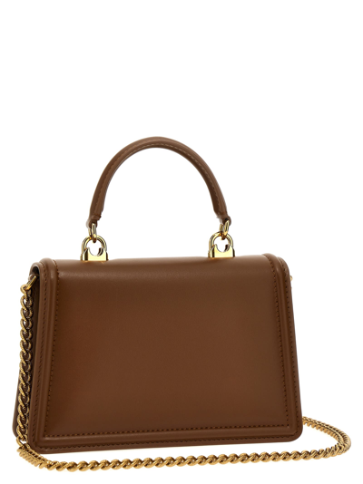 Shop Dolce & Gabbana Devotion Small Handbag In Beige