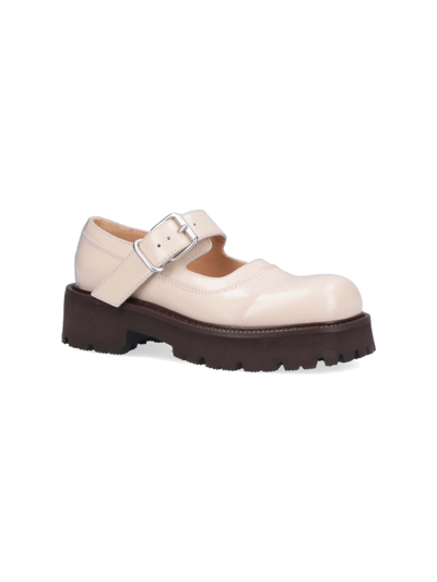 Shop Mm6 Maison Margiela Flat Shoes In Cream